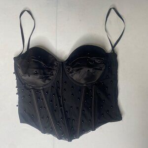 Windsor Beaded Bustier Size S‎ Black Adjustable Beaded Embellished Corset Fairy